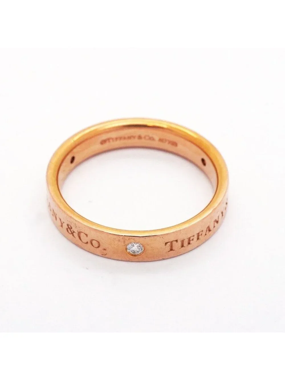 Tiffany & Co Ring Flat Band 18k Pink Gold Diamond